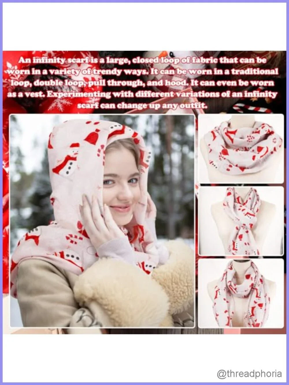 6 Pack Christmas Infinity Scarves Voile Plaid Sheer Women Winter Fashion Scarves